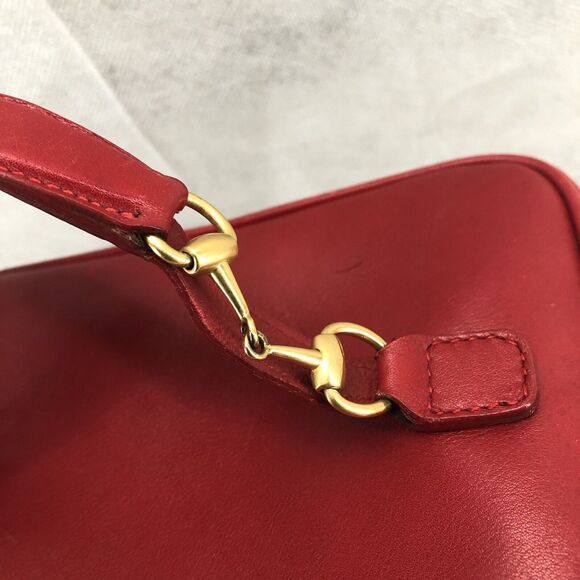GUCCI Horsebit Vanity Bag Pouch Makeup Box Leather Red - Picture 3 of 13